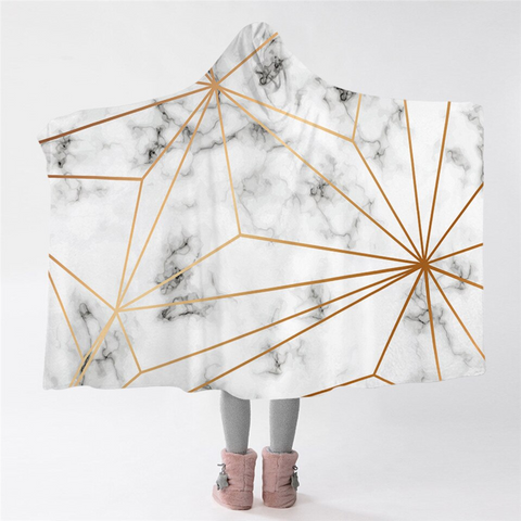 Image of Golden Lines Marble Themed Hooded Blanket