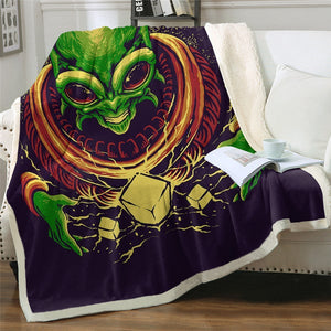 Dangerous Alien In Space Cozy Soft Sherpa Blanket