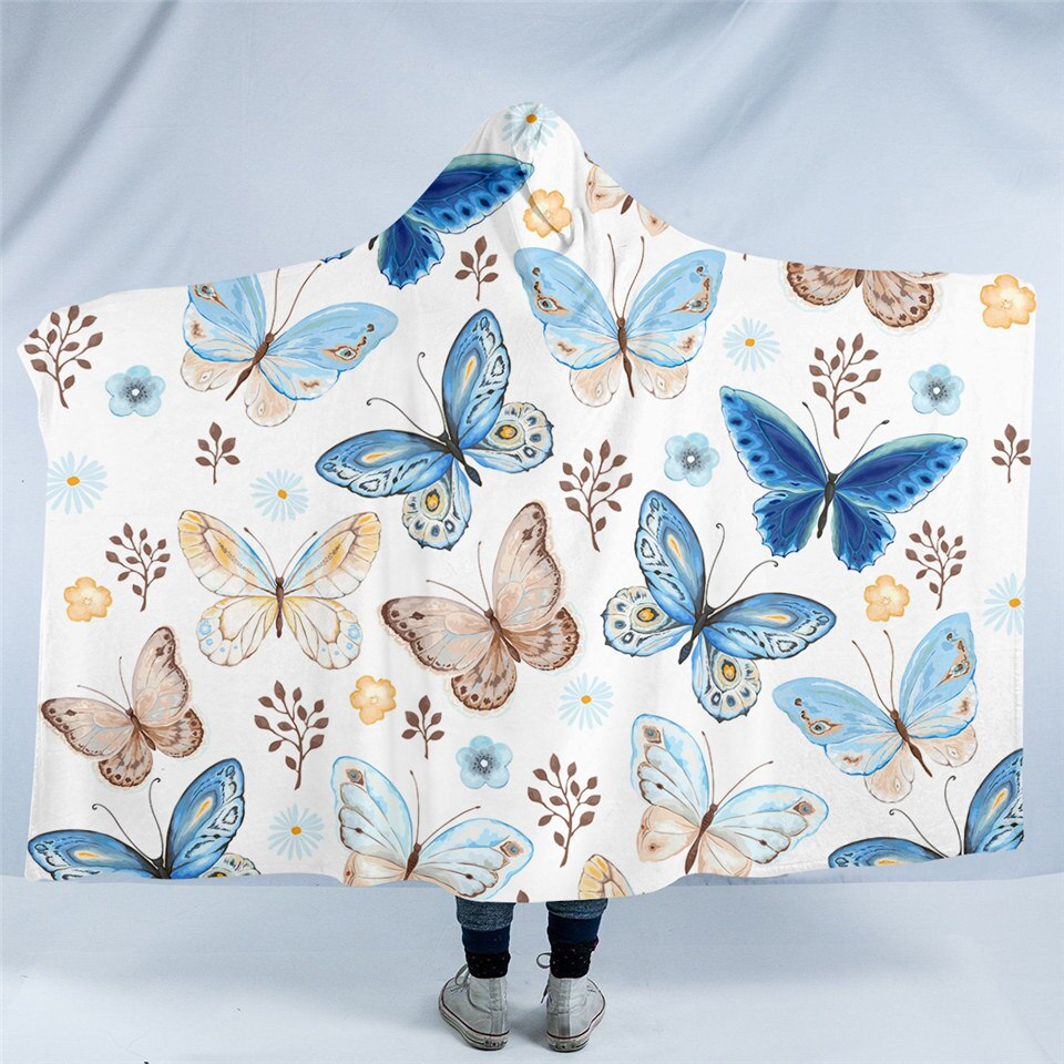 Cool Color Butterflies Hooded Blanket