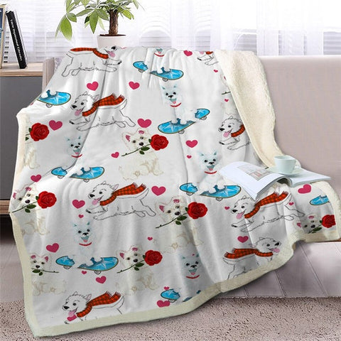 Image of Funny Skate Boarding Dogs Soft Sherpa Blanket