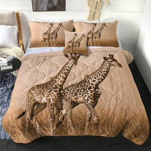 4 Pieces 3D Giraffe Couple Comforter Set - Beddingify