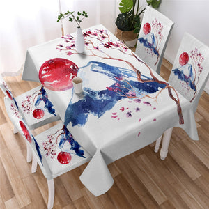 Watercolor Leaves & Flowers Waterproof Tablecloth  09