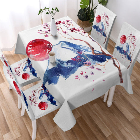 Image of Watercolor Leaves & Flowers Waterproof Tablecloth  09