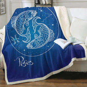 Pisces Zodiac Sign Twelve Constellations Soft Sherpa Blanket