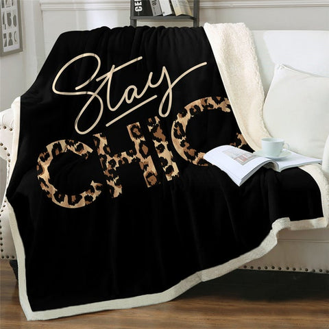 Image of Stay Chic Leopard Pattern Cozy Soft Sherpa Blanket