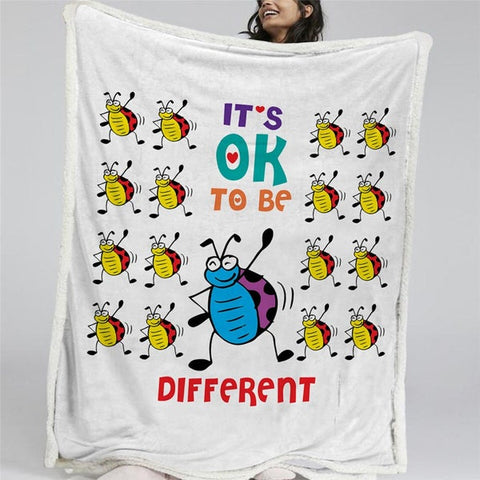 Image of Funny It's Ok To Bee Different Soft Sherpa Blanket