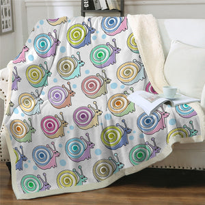 Cute Colorful Cartoon Snails Pattern Soft Sherpa Blanket