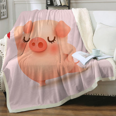 Image of Cute Pig Cozy Soft Sherpa Blanket