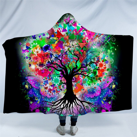 Image of Glowing Tree Of Life SWLM1198 Hooded Blanket