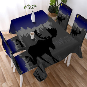 Floral Elk - Reindeer Deer Waterproof Tablecloth  06