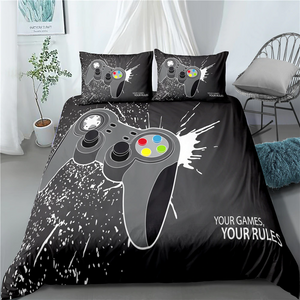 Your Game Your Rules Gray Console Bedding Set - Beddingify