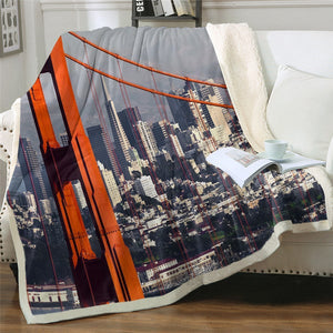 Golden Gate Bridge Photograph Cozy Soft Sherpa Blanket