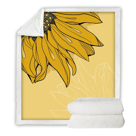 Image of Elegant Sunflower Flower Soft Sherpa Blanket