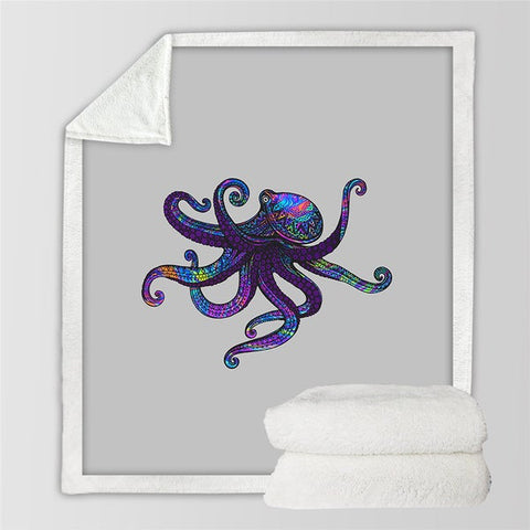 Image of Colorful Octopus Ocean Animal Cozy Soft Sherpa Blanket