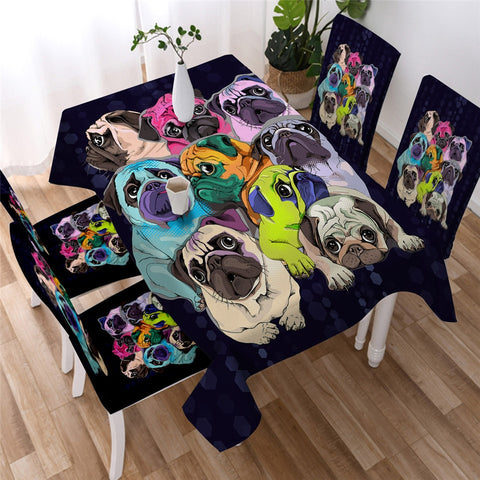 Image of Monogram Cartoon Dog Table Cloth Waterproof 04