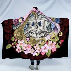 Lovers Skull Hooded Blanket