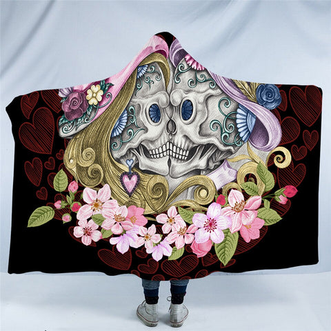 Image of Lovers Skull Hooded Blanket