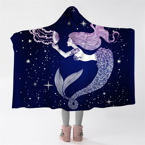 Image of Mermaid Galaxy Hooded Blanket