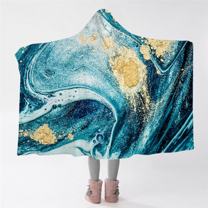 Wave Themed Glitter Hooded Blanket