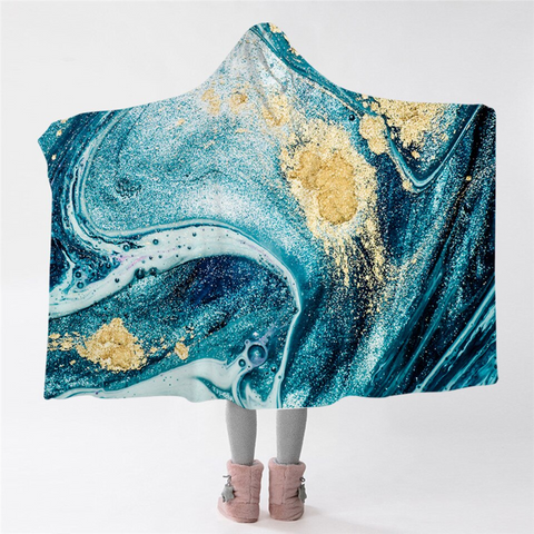 Image of Wave Themed Glitter Hooded Blanket