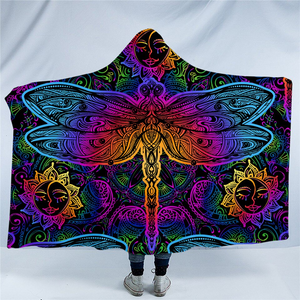 Disco Color Dragonfly Hooded Blanket
