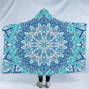 Cobalt Aura Mandala Hooded Blanket