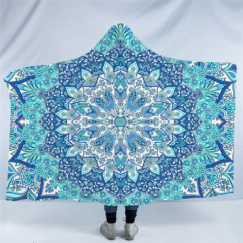 Image of Cobalt Aura Mandala Hooded Blanket