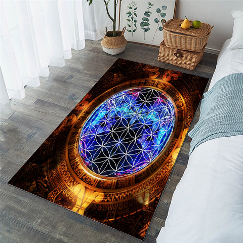 Image of Geometric Blue Glass Rug