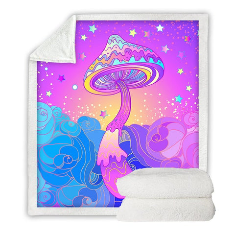 Image of Magical Cartoon Mushroom Cozy Soft Sherpa Blanket