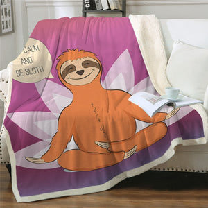 Keep Calm Yoga Sloth Cozy Soft Sherpa Blanket