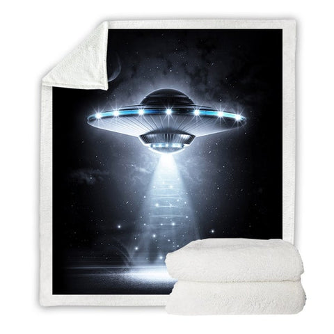 Image of 3D Printed UFO Universe Cozy Soft Sherpa Blanket
