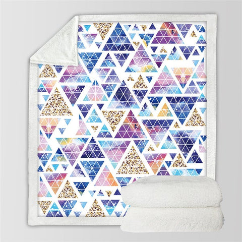 Image of Stylish Geometric Multicolor Sky Soft Sherpa Blanket