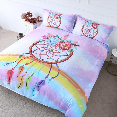 Image of Unicorn Rainbow Dreamcatcher Comforter Set - Beddingify