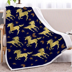 Multicolor Unicorn Shapes Soft Sherpa Blanket