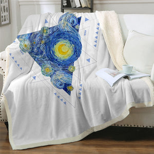 Geometric Watercolor Starry Sky Soft Sherpa Blanket