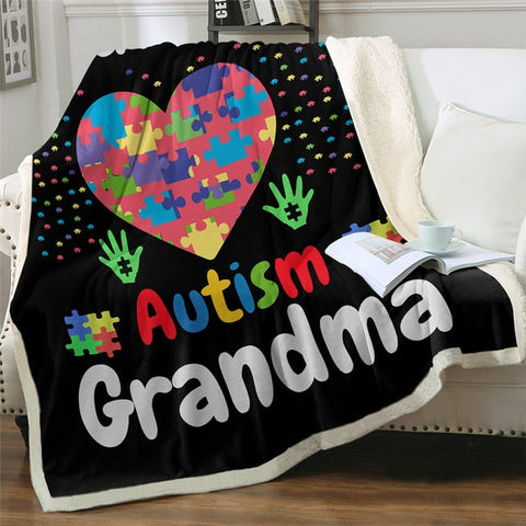 Image of I'm A Proud Autism Grandma Cozy Soft Sherpa Blanket