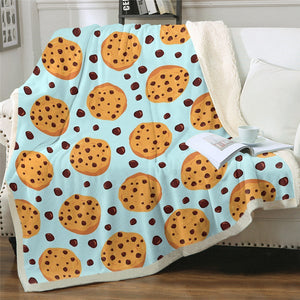 Cookie Chocolate Chip Pattern Food Soft Sherpa Blanket