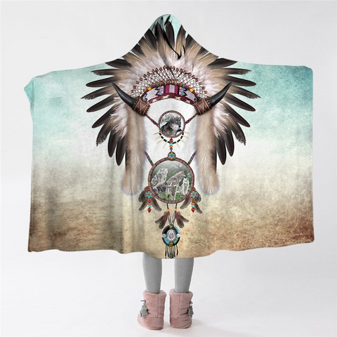 Image of War Bonnets Hooded Blanket