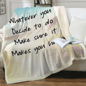 Inspirational Quotes Letter Cozy Soft Sherpa Blanket