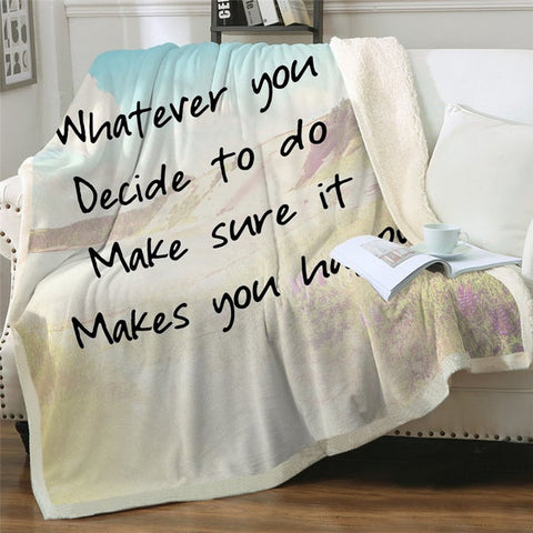 Image of Inspirational Quotes Letter Cozy Soft Sherpa Blanket