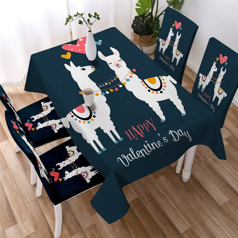 Image of Cartoon Alpaca - Cute Llama Waterproof Tablecloth  11