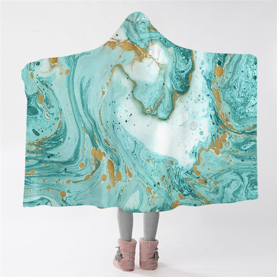 Diluted Turquoise Sandy Hooded Blanket