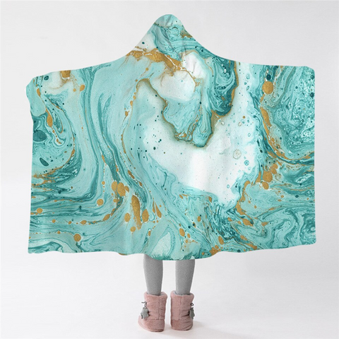 Image of Diluted Turquoise Sandy Hooded Blanket
