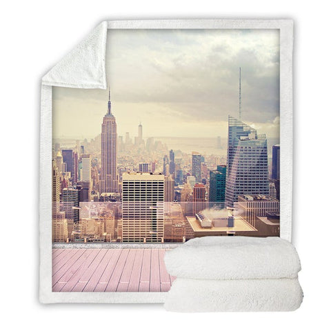 Image of Empire State Building Photograph Cozy Soft Sherpa Blanket