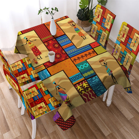 Image of Geometric Ethnic African - Egyptian Waterproof Tablecloth  07