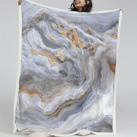 Image of Luxury White Marble Stone Texture Soft Sherpa Blanket