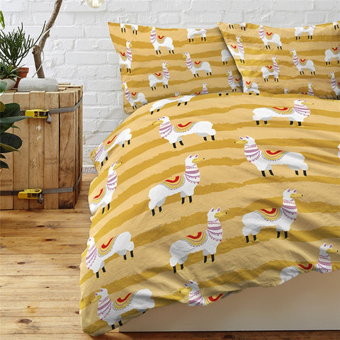 Image of Alpaca Quilt Cover Llama Bedding Set 02
