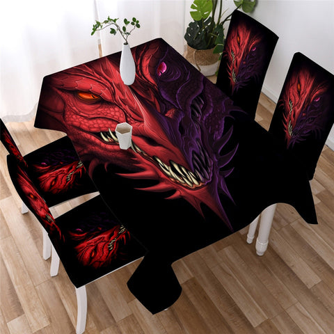 Image of Head of Angry Dragon Waterproof Tablecloth  01
