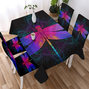 Dragonfly - Lotus Flower Tablecloth 3D Print 02