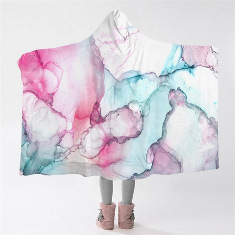 Image of Rose & Turquoise Mixed Hooded Blanket